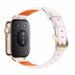 Ceas Huawei Watch Fit 3, Gold Body, White Leather Strap - imagine 3
