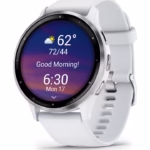 Ceas Garmin Venu 3, GPS, Wi-Fi, curea silicon, 45mm, Silver/Whitestone
