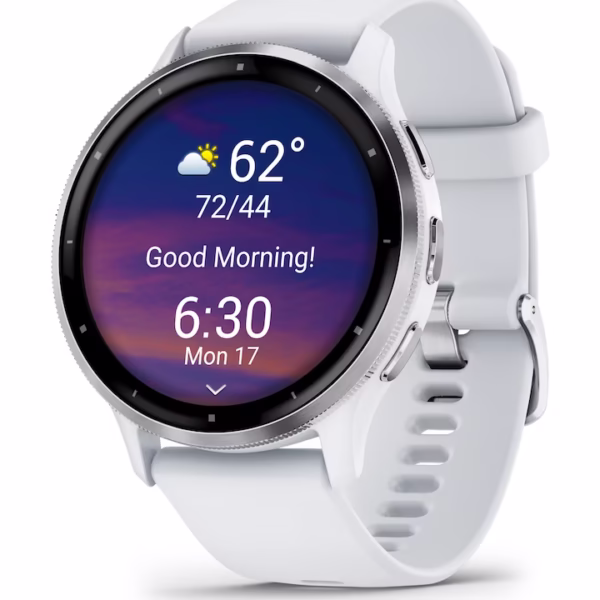Ceas Garmin Venu 3, GPS, Wi-Fi, curea silicon, 45mm, Silver/Whitestone