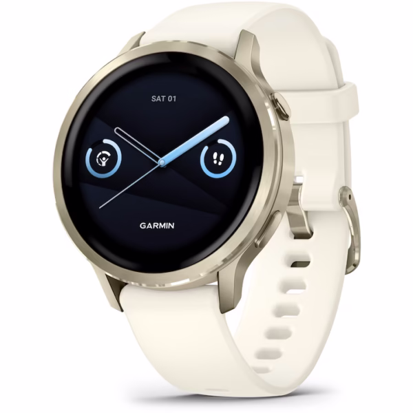 Ceas Garmin Venu 4, 41mm, AMOLED, GPS, Wi-Fi, silicon, Lunar Gold