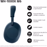 Casti Over the Ear Sony WH-1000XM6, Blue - imagine 8