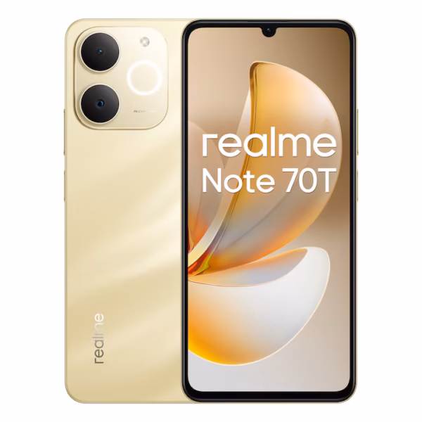 Telefon Realme Note 70T 4G 4+64 GB, 6,75 inci, Beach Gold, 90 Hz, baterie de 6000 mAh