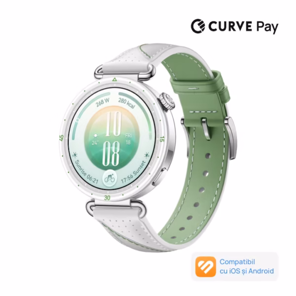 Ceas Huawei Watch GT 7, 41MM, Stainless Steel, White Composite Leather Strap